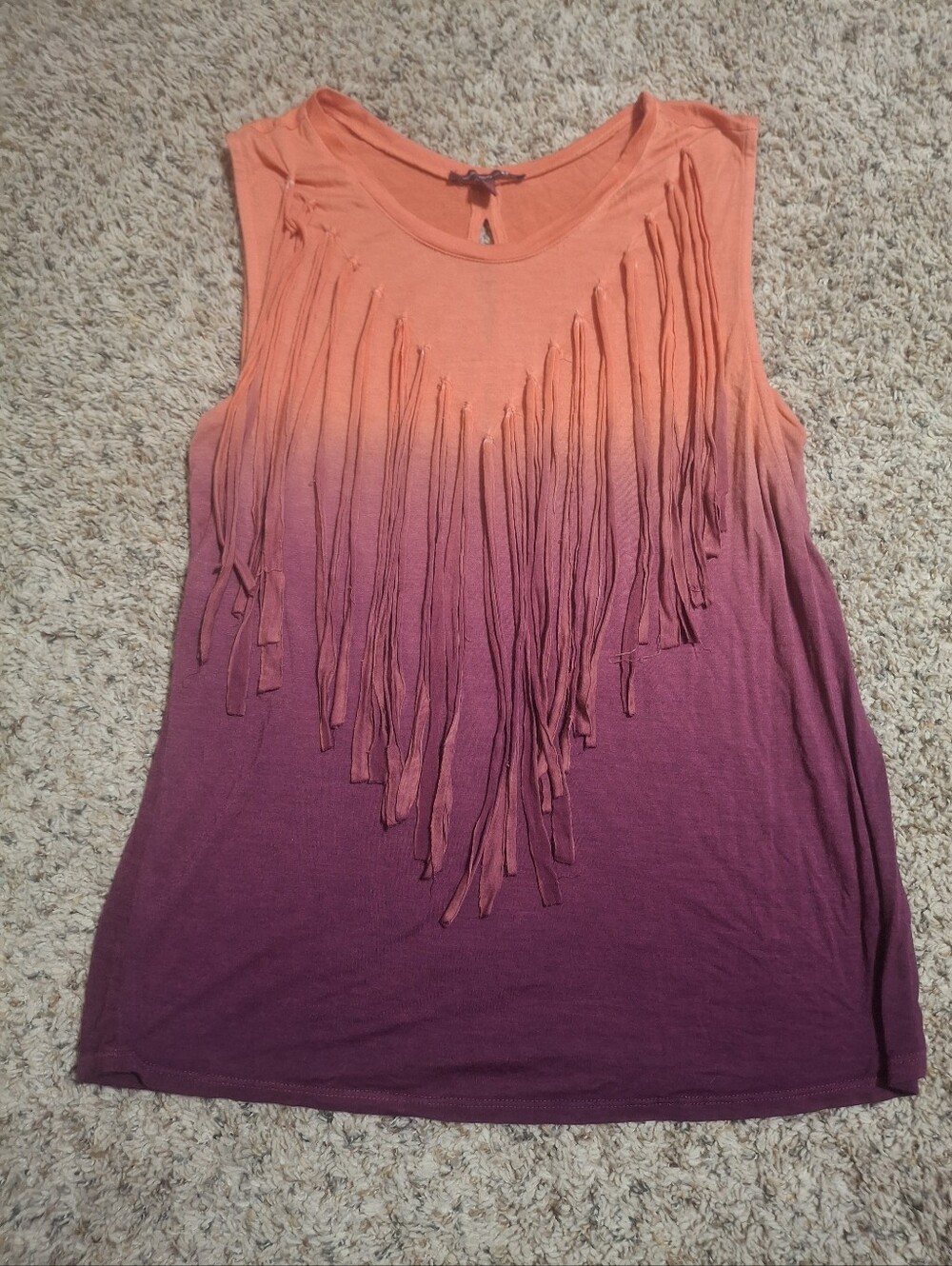 Women’s Ombre Fringe Tank Top in Orange and Purple